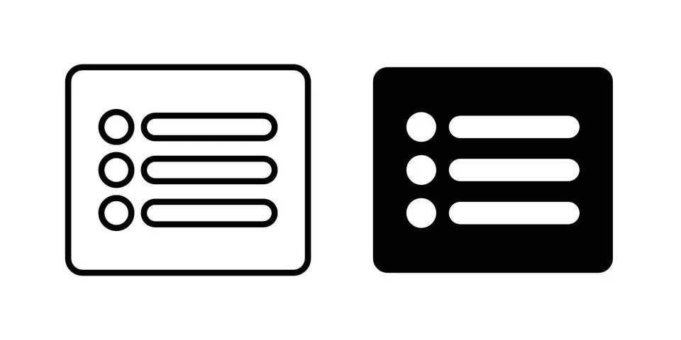Menu list button icon drawing lines. Silhouette style vector bundle イラスト素材