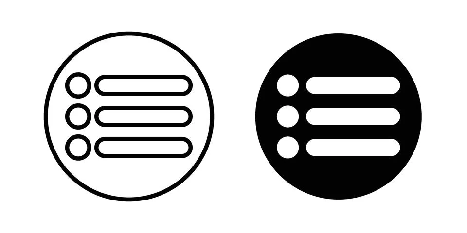 Menu list button icon silhouette vector set. thin line pack イラスト素材