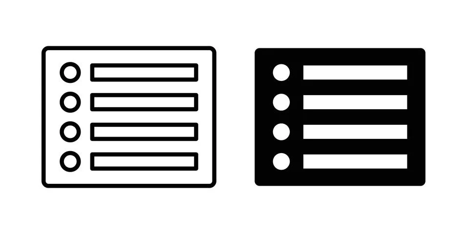 Menu list button icon symbol. Flat and Stroke Vector illustration Illustrazione stock