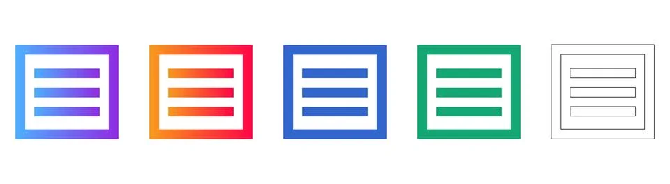 Menu List Icon Set for User Interface Design Illustrazione stock