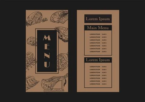 Menu meat restaurant design template. Stock Illustration