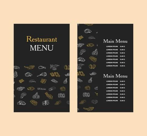Menu meat restaurant design template. Stock Illustration