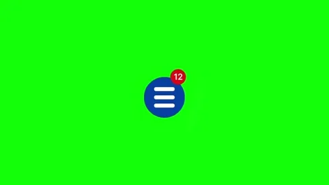 Menu Notification Alert Blue Icon Green Screen App Project Stock Footage 345602505