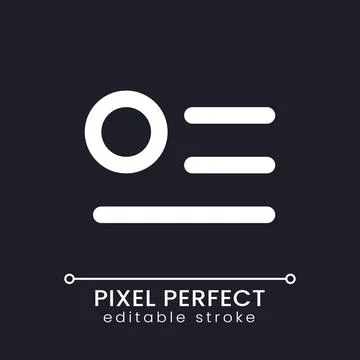 Menu notification pixel perfect white linear ui icon for dark theme Stock Illustration