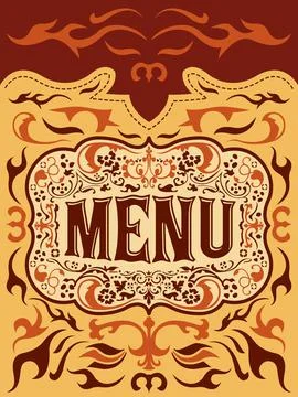 Menu Ornamental emblem Restaurant vector design. Stock Illustration