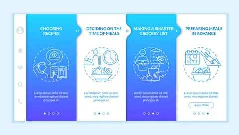 Menu planning basics onboarding vector template Stock Illustration