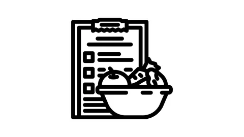 Menu planning restaurant chef line icon animation Video stock 326754320