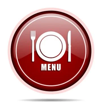 Menu red glossy round web icon. Circle isolated internet button for webdesign Stock Illustration