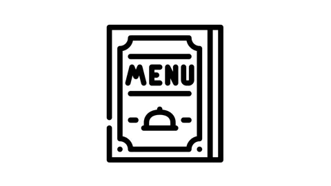 Menu restaurant black icon animation Stock Footage 156675583