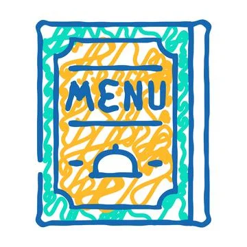 Menu restaurant flat icon doodle illustration Stock Illustration