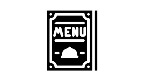 Menu restaurant glyph icon animation Stock Footage 156676004