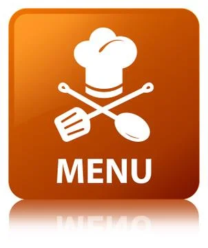 Menu (restaurant icon) brown square button Stock Illustration