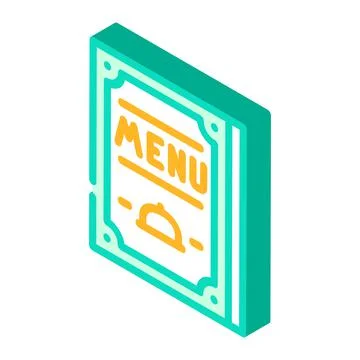 Menu restaurant isometric icon vector illustration color Stock Illustration