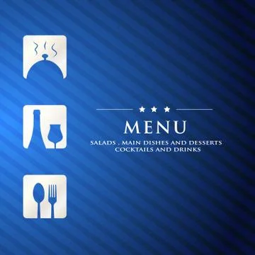 Menu restaurant presentation with  blue background Stock Illustration