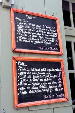 Menu of restaurant on a slate Stock Photos