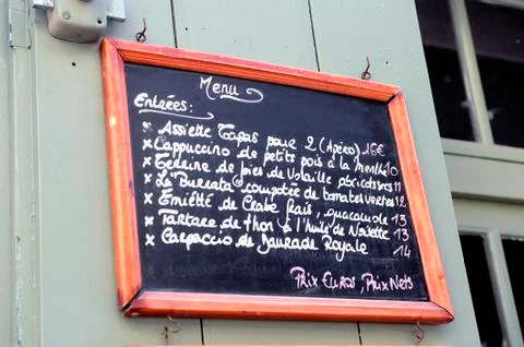 Menu of restaurant on a slate Stock Photos