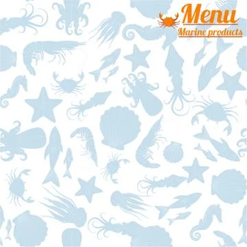 Menu seafood seamless pattern Stock Illustration