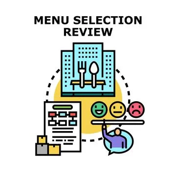 Menu selection review for quality and customer satisfaction Stock-Illustration