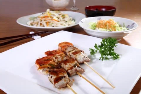 Menu with skewers Stock Photos