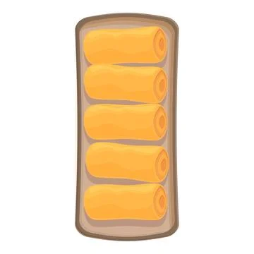 Menu spring roll icon cartoon vector. Food cuisine Stock Illustration