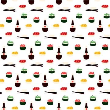 Menu Sushi Seamless Pattern Illustrazione stock
