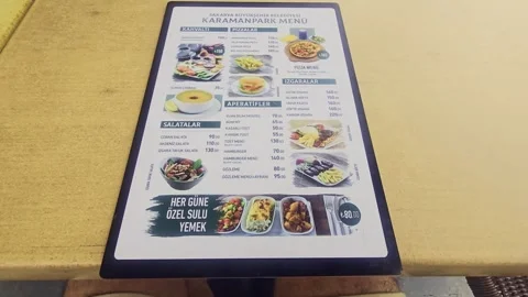 A menu on a table. Stock Footage 284643634