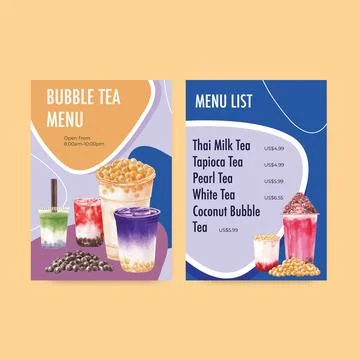 Menu template with bubble milk tea concept design for restaurant and cafe sho 스톡 일러스트