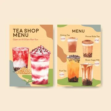 Menu template with bubble milk tea concept design for restaurant and cafe sho 스톡 일러스트