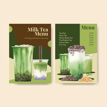 Menu template with bubble milk tea concept design for restaurant and cafe sho 스톡 일러스트