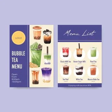 Menu template with bubble milk tea concept design for restaurant and cafe sho 스톡 일러스트