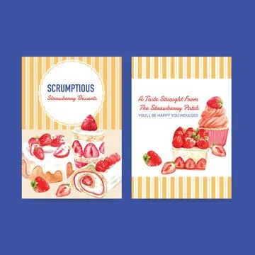 Menu template with strawberry baking design for restaurant,cafe,bistro and fo Ilustração Stock