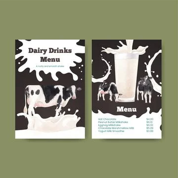 Menu template with world milk day concept,watercolor style Stock Illustration