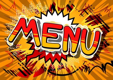 Menu - Vector illustrated comic book style phrase. Illustrazione stock