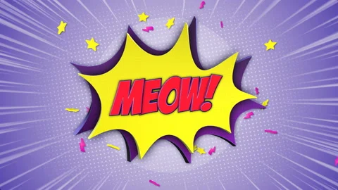 MEOW Comic Text Animation, with Alpha Ma... | Stock Video | Pond5