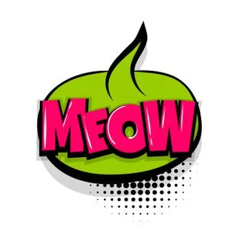 Meow comic text white background Stock Illustration