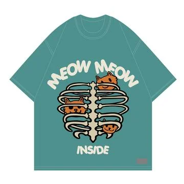 Meow meow inside design witb with orange cat around for clothing brand Stock Illustration