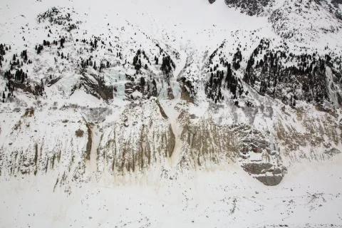 Mer de Glace valley under Mont Blanc massif in French Alsp Stock Photos