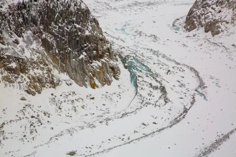Mer de Glace valley under Mont Blanc massif in French Alsp Stock Photos