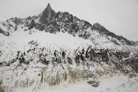 Mer de Glace valley under Mont Blanc massif in French Alsp Stock Photos