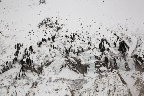 Mer de Glace valley wall under Mont Blanc massif in French Alsp Stock Photos
