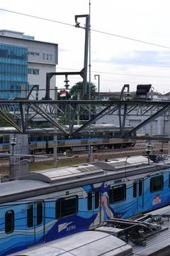 Merah Putih Flag Between MRT Jakarta Trains With Satu Indonesia Branded Wrap Stock Photos