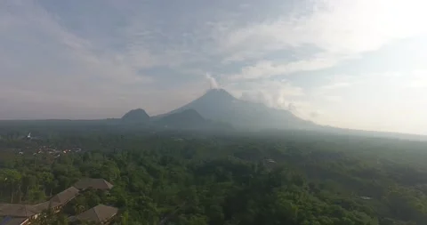 Merapi mountain aerial view Stock Footage 237095244