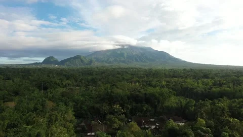 Merapi Mountain in the Sunny Day Stock Footage 235649240