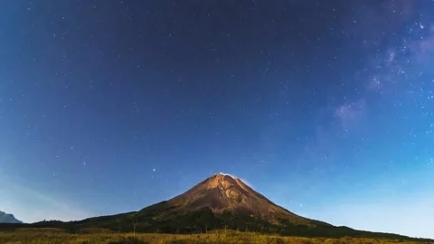Merapi mountain timelapse With lava still flowing at the top of the mountain Stock Footage 227906839
