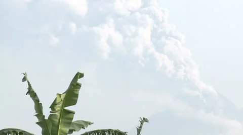 Merapi Volcano Erupts Rural Scene Stock Footage 8985833