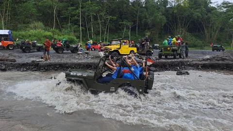 Merapi yogyakarta, central java, indonesia, 01 october 2022, local tourist, t Stock Photos