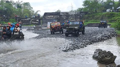 Merapi yogyakarta, central java, indonesia, 01 october 2022, local tourist, t Stock Photos