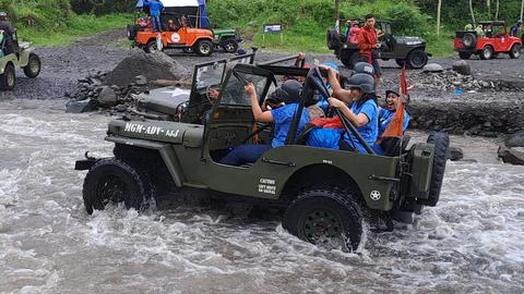 Merapi yogyakarta, central java, indonesia, 01 october 2022, local tourist, t Stock Photos