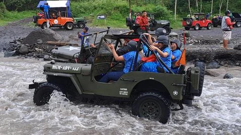 Merapi yogyakarta, central java, indonesia, 01 october 2022, local tourist, t Stock Photos