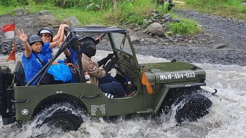 Merapi yogyakarta, central java, indonesia, 01 october 2022, local tourist, t Stock Photos
